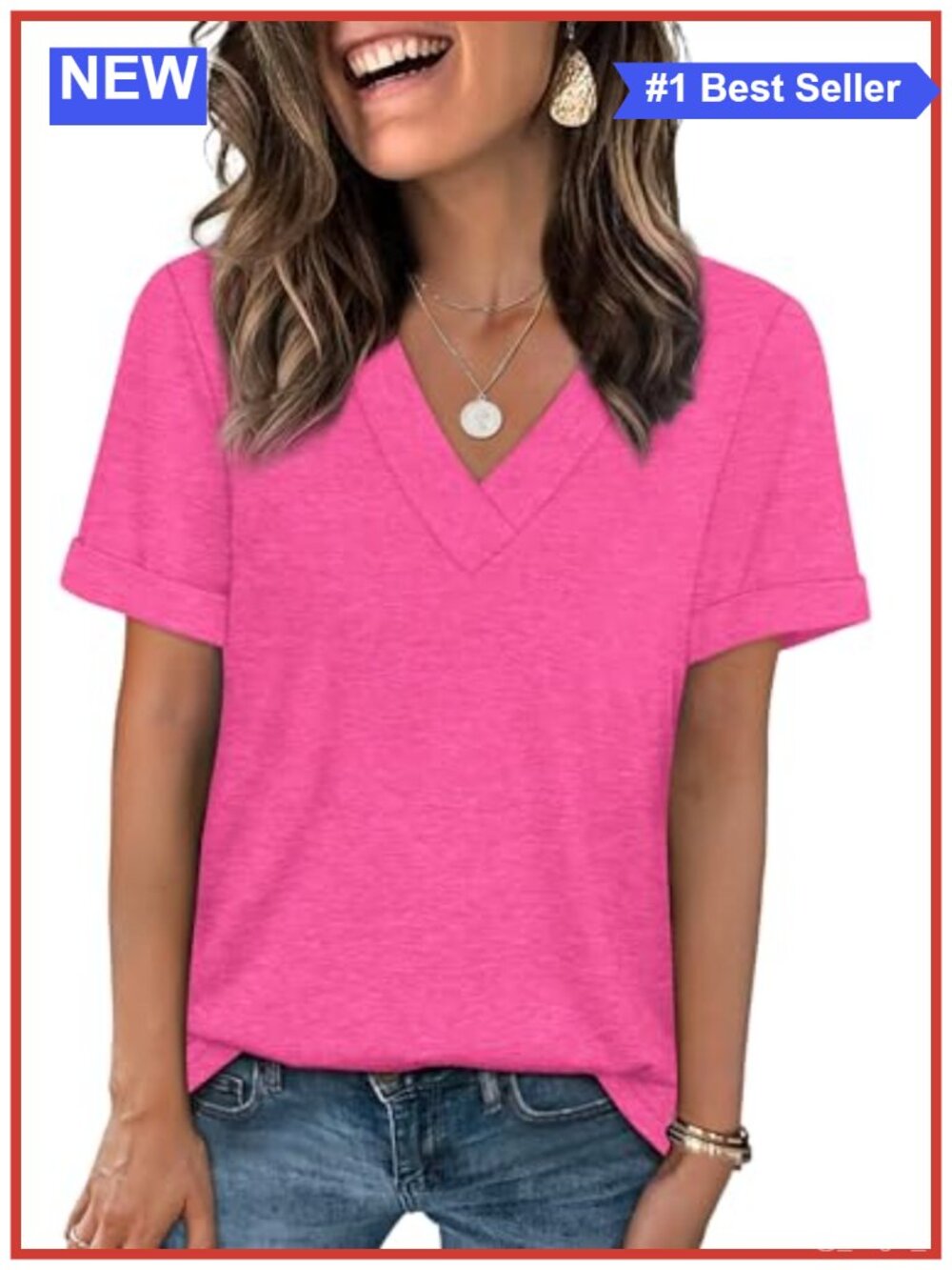 Womens V Neck Short Sleeve T-Shirt 60% Polyester 35% Rayon 5% Spandex Casual